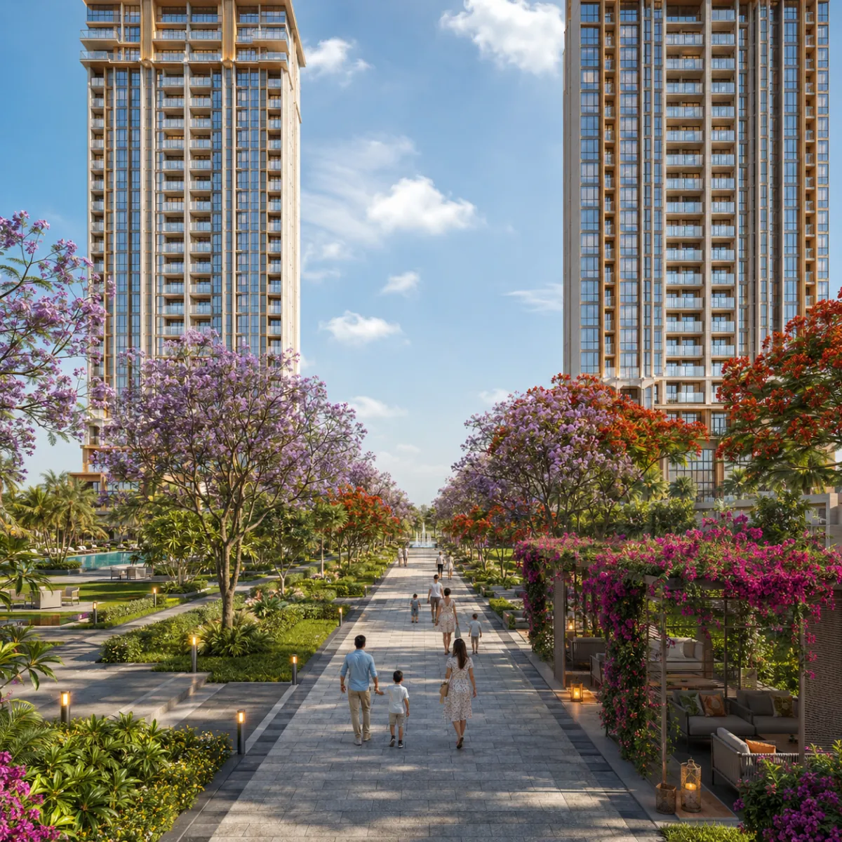 Prestige Springwood tree-lined park walkway